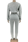 Pink Casual Solid Patchwork O Neck Long Sleeve Two Pieces