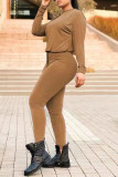Purple Casual Solid Patchwork O Neck Long Sleeve Two Pieces