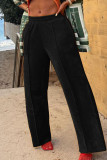 Pink Casual Solid Patchwork Straight High Waist Straight Solid Color Bottoms