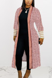 Pink Daily Twilled Satin Print Cardigan O Neck Outerwear