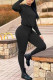 Black Casual Solid Patchwork O Neck Long Sleeve Two Pieces