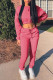 Pink Casual Solid Patchwork O Neck Long Sleeve Two Pieces