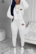 White Fashion Casual Print Patchwork Hooded Collar Long Sleeve Two Pieces