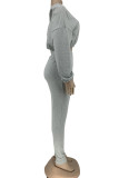 Pink Casual Solid Patchwork O Neck Long Sleeve Two Pieces