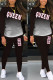 Black Casual Print Patchwork O Neck Long Sleeve Two Pieces