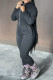 Black Fashion Casual Solid Patchwork Zipper Collar Regular Jumpsuits