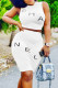 White Fashion Casual Print Letter O Neck Sleeveless Two Pieces