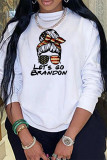 White Fashion Casual Print Basic O Neck Tops