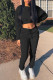 Black Casual Solid Patchwork O Neck Long Sleeve Two Pieces