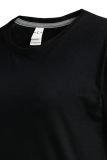 Navy Blue Fashion Street Print Patchwork O Neck Tops