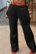 Black Casual Solid Patchwork Straight High Waist Straight Solid Color Bottoms