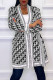 Black Fashion Street Print Letter V Neck Outerwear