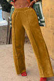 Pink Casual Solid Patchwork Straight High Waist Straight Solid Color Bottoms