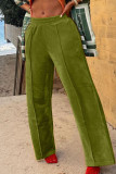 Pink Casual Solid Patchwork Straight High Waist Straight Solid Color Bottoms