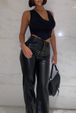 White Sexy Solid Patchwork V Neck Tops