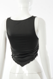 White Sexy Solid Patchwork V Neck Tops