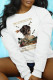 White Casual Street Print Patchwork O Neck Tops