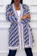 Blue Fashion Street Print Letter V Neck Outerwear