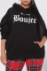 Black Casual Print Patchwork Hooded Collar Tops