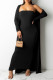 Black Fashion Sexy Solid Cardigan Long Sleeve Two Pieces