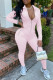 Pink Fashion Casual Solid Basic Hooded Collar Long Sleeve Two Pieces