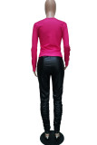 Black Fashion Casual Solid Fold O Neck Long Sleeve Two Pieces