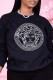 Black Casual Vintage Print Patchwork O Neck Tops