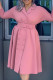 Pink Casual Solid Patchwork Buckle Turn-back Collar A Line Dresses