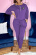 Purple Fashion Casual Solid Patchwork O Neck Long Sleeve Two Pieces