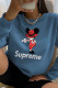 Blue Street Cute Character Patchwork O Neck Tops
