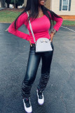 Black Fashion Casual Solid Fold O Neck Long Sleeve Two Pieces