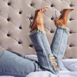 Apricot Fashion Casual Patchwork Fish Mouth Shoes