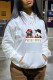 White Fashion Casual Print Basic Hooded Collar Tops