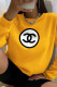 Yellow Fashion Street Print Patchwork O Neck Tops