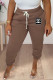 Brownness Fashion Elegant Solid Patchwork Pencil Bottoms