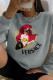 Grey Street Cute Character Patchwork O Neck Tops