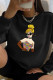 Black Fashion Street Character Patchwork O Neck Tops