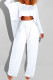 White Fashion Casual Solid Asymmetrical O Neck Long Sleeve Two Pieces