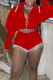 Red Sexy Solid Lace Tassel Patchwork Zipper Collar Long Sleeve Two Pieces