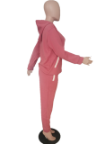 Grey Casual Print Draw String Hooded Collar Long Sleeve Two Pieces