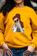 Yellow Fashion Cute Character Patchwork O Neck Tops