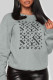 Grey Fashion Street Print Patchwork Letter O Neck Tops