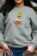 Grey Fashion Cute Character Patchwork O Neck Tops