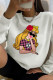 White Sweet Cute Character Patchwork O Neck Tops