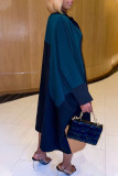 Black Casual Print Patchwork Buckle Turndown Collar Lantern Skirt Dresses
