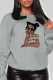 Grey Street Cute Character Patchwork O Neck Tops