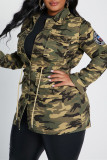 Camouflage Fashion Casual Camouflage Print Patchwork Turndown Collar Outerwear
