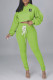 Light Green Fashion Casual Solid Bandage Hooded Collar Long Sleeve Two Pieces