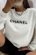 White Casual Street Print Patchwork Letter O Neck Tops