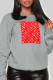 Grey Casual Vintage Print Patchwork O Neck Tops